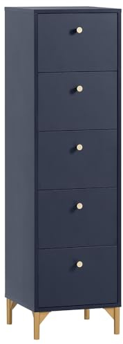 Schubladenkommode Kommode mit 5 Schubladen, 40cm breit, blau