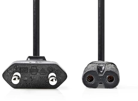 Stromkabel Eurostecker 2-polig Schwarz 2,0m IEC-320-C7 Gerade Eurokabel Netzkabel
