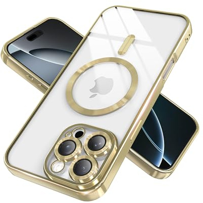 IAIYOXI Magnetic Clear Case for iPhone XR with Full Camera Lens Protection,Compatible with MagSafe,Plating Soft TPU Phone Case,Anti-Scratch Shockproof Slim Cover for Women Gilrs Men - Gold