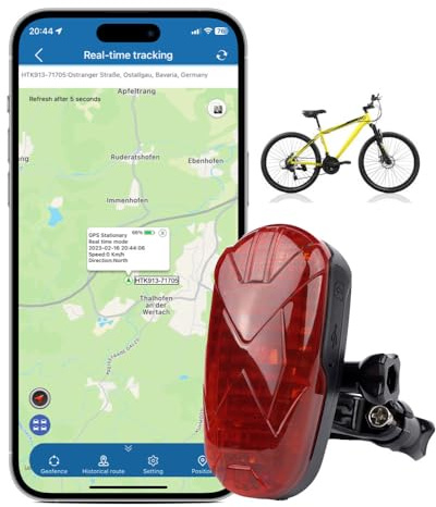 TKMARS TK906 GPS-Tracker Fahrrad, GPS Ortungsgerät für E-Bike Roller Motorrad Lenker, Echtzeit Peilsender und wasserdicht, 1800mAh-Akku, SOS-Alarm, kostenlose APP/Webplattform ohne ABO