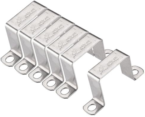 MACHSWON 43 x 46mm U Shaped Strut Connector Bracket 304 Stainless Steel Square Pipe Clamp for Door Closed Bar Holder 6pcs