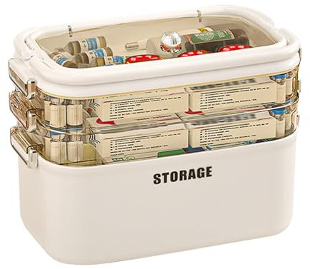 TWSOUL Scatola portaoggetti con coperchio, scatola medica, scatola per medicina domestica, contenitore portatile per il primo soccorso, grande armadietto medico, contenitore per medicina da viaggio