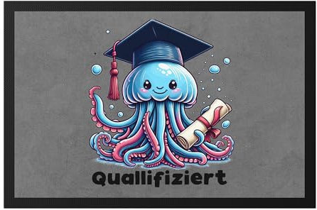 Hey!Print Quallifiziert Qualle Abschluss Fußmatte - Lustiges Geschenk für Absolventen