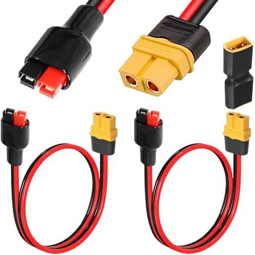 Xiatiaosann 2 Pcs XT60 Female to 45A Connector Extension Cable 12AWG Solar Panel to RC Battery Connector Adapter, for Outdoor Power Bank, Solar Portable Power Power Station