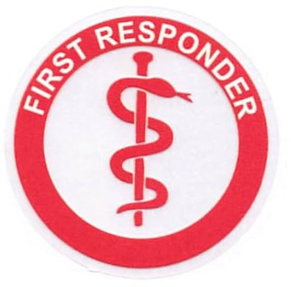 2 Rettungsdienst Feuerwehr Helmaufkleber Aufkleber Äskulapstab Text: First Responder