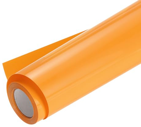 sourcing map Heat Transfer Vinyl Roll 12 x 8ft Golden Yellow | HTV Transfer Vinyl Iron On Vinyl,for T-Shirts,DIY Heat Vinyl Design,Easy to Cut & Weed