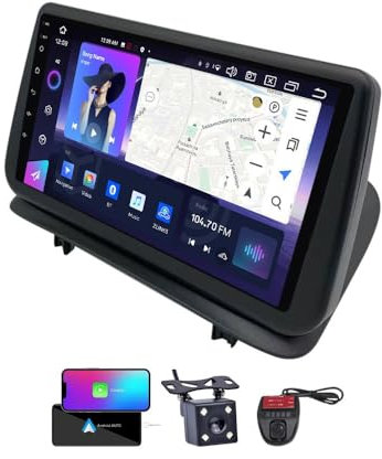 Radio para coche HTXPSM Android 13 para Renault Clio 3 2005-2014 - Carplay Android Auto - Radio FM AM RDS con pantalla táctil de 9 pulgadas con DSP/4G WiFi/controles en el volante/cámara de respald