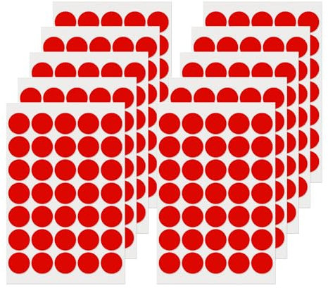 FINDAT Klebepunkt Etiketten 25 mm Rund Kleine Wasserfeste Markierungspunkte Selbstklebende Aufkleber zum Beschriften für Büro Haus Schule DIY 350 Stück Rot