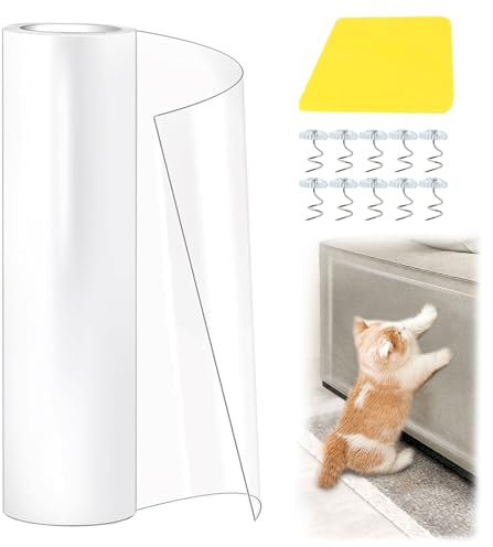 Tkxjry 5m x 30cm Extra Lang Katzen Kratzschutz, Anti Kratz Folie Selbstklebend, Transparent Kratzschutz für Möbel, Couch, Tür, Wand, Katzen & Hunde