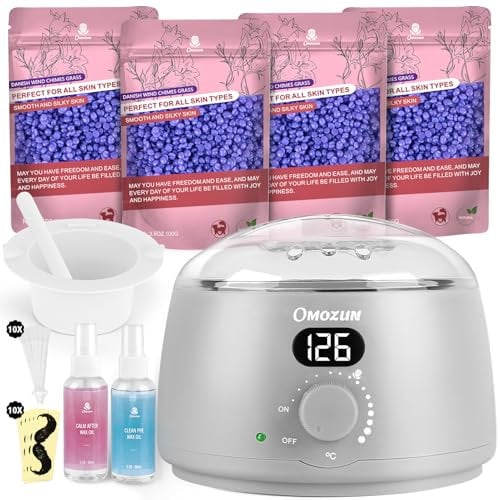 Waxing Set Wachs Haarentfernung Maschine: Wachswärmer Gerät mit LED-Digitalanzeige - Rein Natürlicher Wachsmaschine zur Enthaarungswachs - Warmwachsgerät Geeignet für Nasenhaar Wachs (Grau)