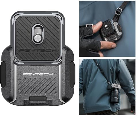 PGYTECH Kit di morsetto e piastra di rilascio rapido per montaggio tracolla fotocamera, adattatore piastra fotocamera in lega di alluminio Arca Swiss per cinghie da spalla treppiedi stabilizzatori