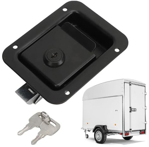 Serrure en acier pour camions, serrure de porte de fourgonnette,Serrure de voiture de remorque 5x4 pouces, serrure plate | Serrure de porte robuste avec 2 clés, accessoires de voiture intégrés antirou