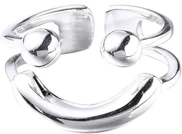 IMMUNOTRAX Kreativer Smiley-Ring, personalisierter Smiley-Ring, offener Smiley-Ring für Damen, Smiley-Ring für Damen