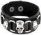 JJDreams Lederarmband Punk Nieten Schädel PUarmband Gothic Druckknopf Breit Armreif Schwarz Rock Manschette