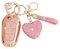 ZVRSUA Coque de Clé de Voiture avec Porte-Clés Strass en Forme de Cœur – Compatible avec Peugeot 2008/3008/5008/308/508 ，Smart Key，3 Boutons (Rose)