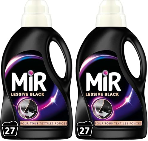 Mir Lessive Liquide Black Main & Machine Formule Unique 3en1, 1.35L (Lot de 2)