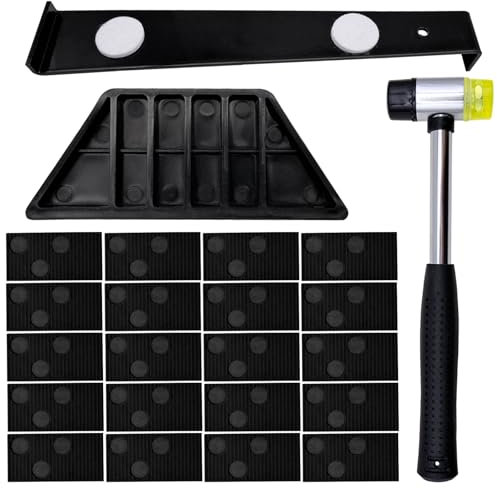 Mudoulu 23PCS Laminate Wood Flooring Installation Tool Kit, Vinyl Plank Floor Set with 20 Spacers, Pull Bar, Tapping Block, Rubber Mallet for Hardwood and LVT Flooring