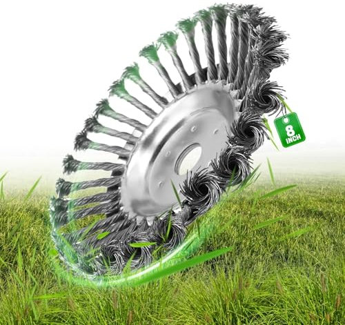 Unkrautbürste Freischneider, Drahtbürste Freischneider, Wildkrautbürste für Motorsense mit 25,4mm, Unkrautbürste für Rasentrimmer Freischneider Zubehör, mit 4 Stück Unkrautbürsten Zubehör, 8 Zoll