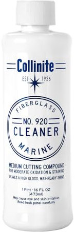 Collinite No. 920 Fiberglass Cleaner 473 ml – Pré-nettoyant pour gelcoat, vernis et plastique, élimine l'oxydation, les taches et les résidus + gants en nitrile Fiwiko gratuits