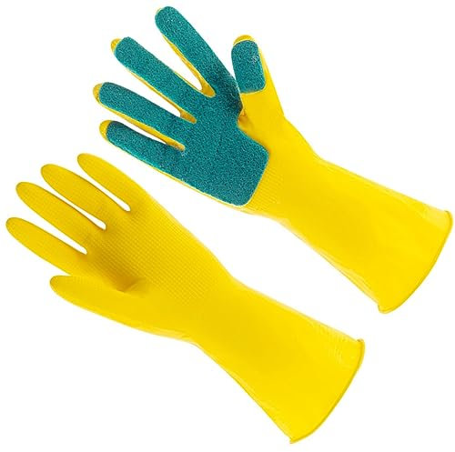TOVINANNA Moufles de en Latex Moufles de Nettoyage Réutilisables Imperméables Tampon Éponge Cuisine et Ménage Nettoyage Polyvalent