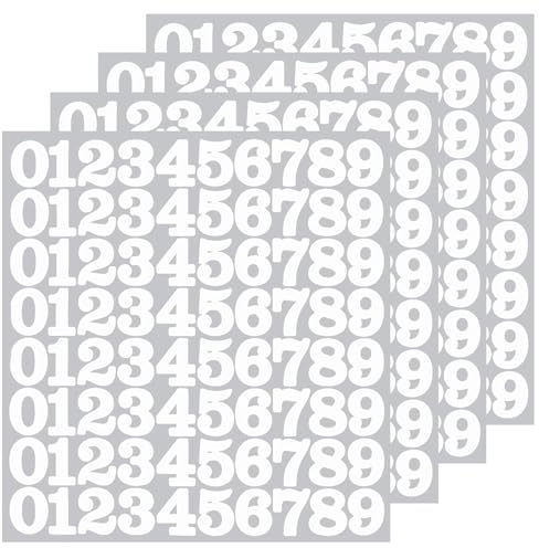 BINLINHONGO 320 Zahlen Aufkleber, 4 Blatt 1 Zoll Selbstklebende Vinyl Zahlen Aufkleber Decals zum Sortieren, Klassifizieren und Beschriften Bürobedarf - Weiß