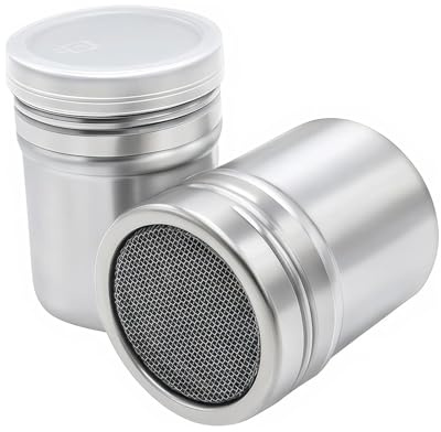 2 Pcs Flour Sugar Shaker, 7oz Stainless Steel Chocolate Shaker