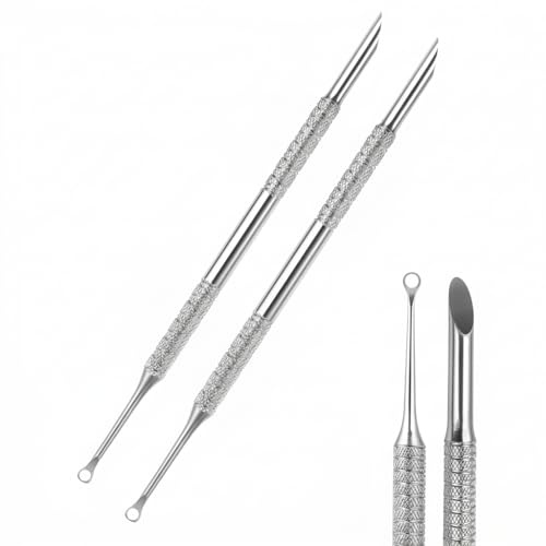 2 Pcs Cuticle Pusher Tool, Dual Ended Gel Nail Polish Remover Tool, For Manicure Pedicure Nail Cleaning And Dead Skin Trimming, Professional Stainless Steel Scraper, Durable Set