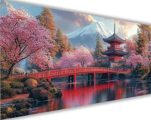 Peinture Numero Adulte Paysage Peinture par Numero Enfant Japon,DIY Adulte Loisirs Créatifs Toile Peintures à l'huile Kits,Acryliques Peintures et Pinceaux,Débutants et Femme Cadeaux 50x100 cm L991