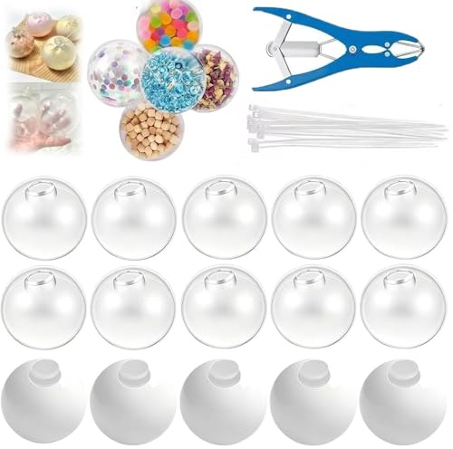 2026 New 15 Pcs DIY Stress Ball Making Kit - Clear TPR Squishy Skins with Precision Scissors & Secure Ties - Professional Sensory Toy Craft Set for Adults