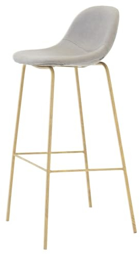FURNLUX Polar Barhocker, Esszimmerstuhl, Gepolstert, Textil, Grau, 42x44x105 cm, Sitztiefe 49 cm, Sitzhöhe 76 cm, Eichenholz-Gestell