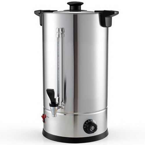 KOMORE 20L Catering Urn, 1800W Hot Water Boiler with Adjustable Temperature | Tea Urn, Keep Warm, Double-Layer Stainless Steel, Water Gauge, for Home, Commercial, Office & Catering Parties