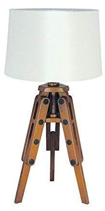 linoows Tripod Tischlampe, Hockerleuchte, Dreibein Lampe, Stehleuchte, Heller Schirm