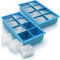 iGadgitz Home U6796-KIT Silicone Ice Cube Tray 8 Extra Large Square Food Grade Jumbo Ice Cube Moulds - Blue - Pack of 2