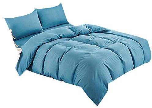 Stillshine Housse de Couette et Taie d'oreiller Bleu Cyan Gris Vert Violet Rose Microfibre Douce Parure de Lit 220x240cm