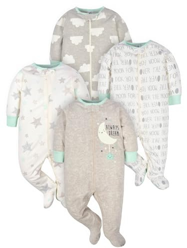 Gerber 4 Pack Sleep 'N Play Footie Zip Front Sleep ‘n Plays Bebé-Niñas