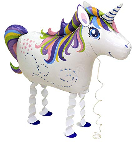 Kopper-24 Airwalker Ballon Einhorn - laufendender Tier Luftballon Helium Walking Folienballon Deko für Kinder Geburtstag Party Hochzeit Kinder Geschenk JGA Dekoration Tierballons Laufen