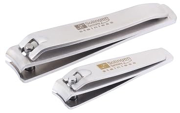 Solingen Nail Clippers | 2 Pcs Professional Sharp Tools Set | Stainless Steel Metal Made in Germany | Kit for Manicure & Pedicure ToeNail FingerNail Care For Women Mens and Baby