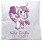 SL-Store GbR personalisiertes Kissen mit Namen und Wunschtext ★ Sternzeichen ★ Einhorn pink ★ 40x40 cm inkl. Füllung ★(Skorpion, Vorderseite weiß/RS blau)