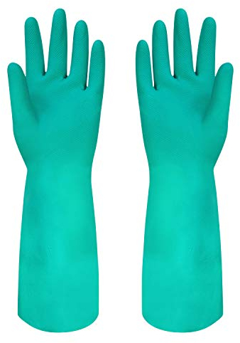 Discoball 2 Pairs Rubber Gloves with Flocked Lining for Kitchen Cleaning, Gardening, Household Duties, Latex Free Reusable Gloves