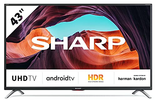 SHARP 43BL6EA Android TV 109 cm (43 Zoll) 4K Ultra HD LED Fernseher (Smart TV, Harman Kardon, Google Assistant) Energieklasse g, schwarz