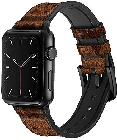 Innovedesire Leo Zodiac Tattoo Brown Graphic Print Correa de Reloj Inteligente de Cuero y Silicona para Apple Watch iWatch Tamaño 42mm/44mm