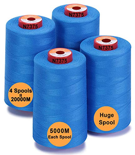 New brothread - 28 Optionen - 4 Große Konen 5000M Allzweck Polyester Nähgarn 40S/2 (Tex27) zum Nähen, Quilten, Patchwork, Serger und Overlock - Sky Blue