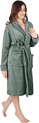 NY Threads vestaglia da donna con collo a scialle, morbida e soffice, abbigliamento per la notte e per il relax, Medio, Grigio Acciaio