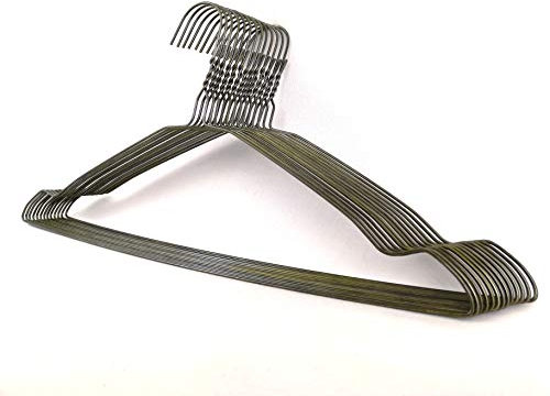 DODIN HOME 20 Bronze Wire Notched Hangers - Space Saving Metal Coat Hanger with Trouser Bar and Notch for Clothes, T-Shirts, Dresses