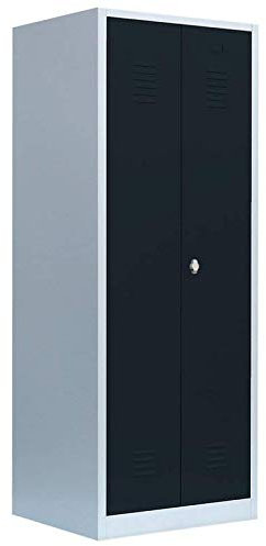 Lüllmann Spind für 1 Person komplett montiert Spindschrank Kleiderspind 180x80x50mm grau/anthrazitgrau 2 Abteile 515428