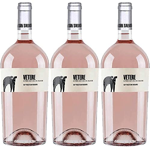 Paestum Aglianico Rosato Igt Vetere | San Salvatore | Vino Rosè Campania | 3 Bottiglie 75 cl | Eccellenza Cilento | Idea Regalo
