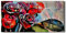Coloray Uhr auf Leinwand - Schwarze Hände - Wohnzimmer Dekoration Segeltuch Ohne Tickendes Geräusc Kunst Wand Uhr - Blumenstraußkubismus Picasso.