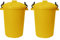 M1SS (Set of 2) Heavy Duty Plastic Clip Lock Lid Bin Indoor or Outdoor Rubbish, Dustbin, Trash, Waste or Storage of Animal Feed. (Yellow), 50L