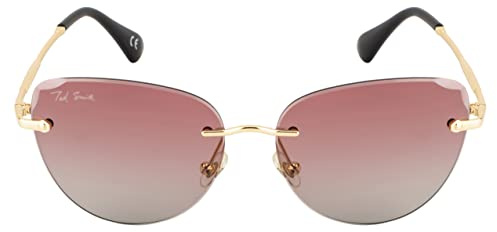 Ted Smith Occhiali da sole da donna con protezione UV in metallo, occhio di gatto, Rosa Graduato, 52