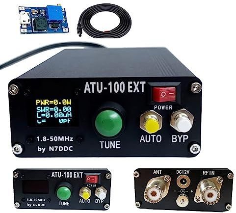 MALAHIT ATU-100 EXT Antenna Tuner 1.8-50MHz atu100 by N7DDC 7x7 0.96 Inch OLED 3.2 Firmware Programmed with Housing Assembled Machine with USB Cable（No Battery）